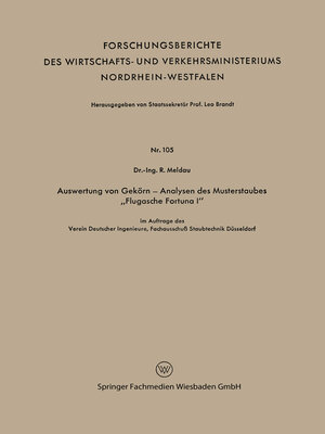 cover image of Auswertung von Gekörn — Analysen des Musterstaubes „Flugasche Fortuna I"